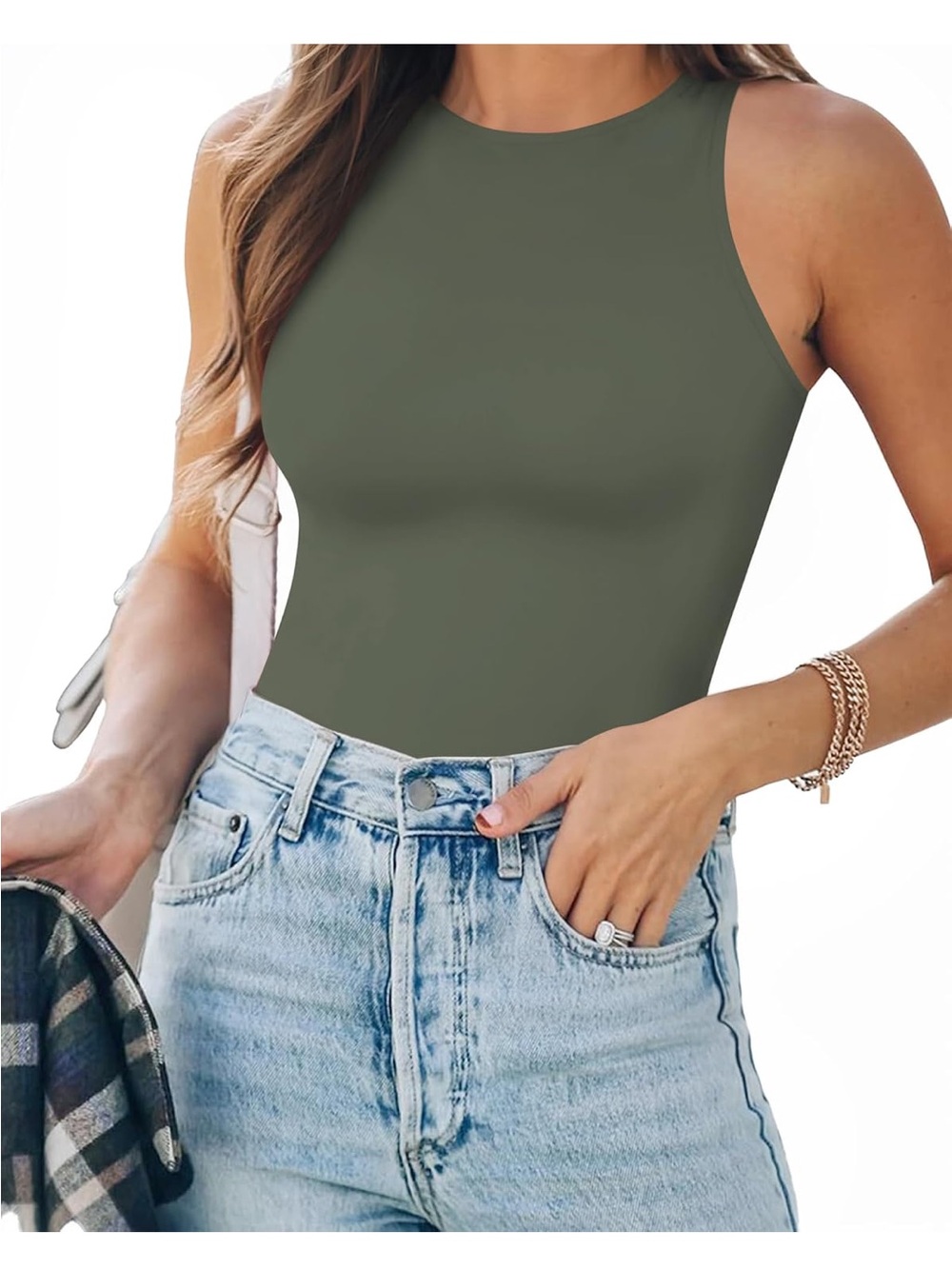 Mango Olive Green bodysuit cotton